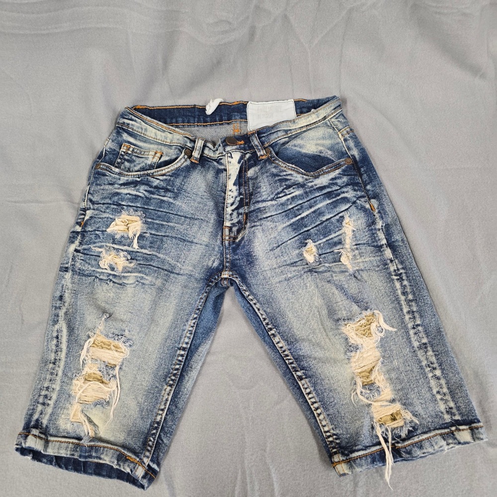 Evolution‎ In Design Boys Distressed Denim Shorts Acid Wash Blue Size 16